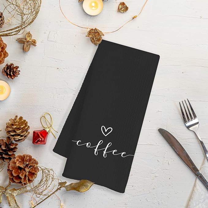 Black Coffee Kitchen Towels, Coffee Lovers Gifts, 16x24 Inch - Image 6