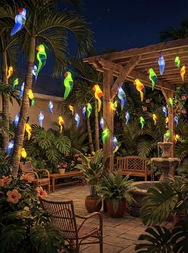 Outdoor Tropical Parrot String Lights Plug in, 8.5Ft Outdoor Hawaiian - Image 8