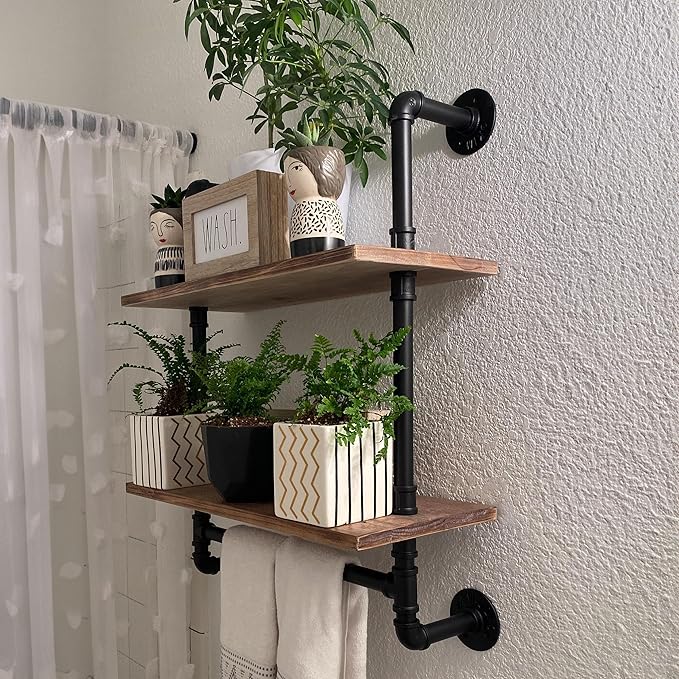 ROGMARS Industrial Pipe Shelving Bathroom Pipe Shelves - Image 2