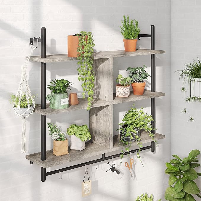 Bestier 41" Floating Kitchen Shelves Wall Mounted 3 Tier Coffee Bar Mug Shelf - Image 6