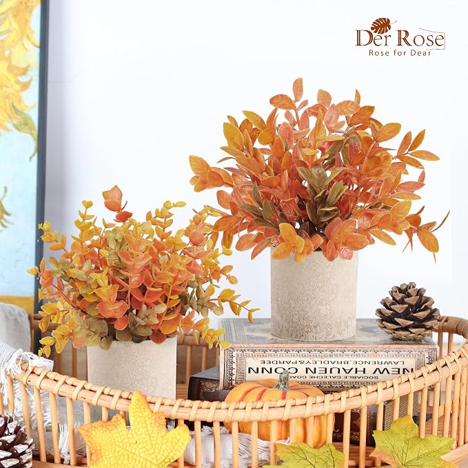 Der Rose 3 Pack Fake Plants Artificial Plastic Eucalyptus in Pot - Image 2