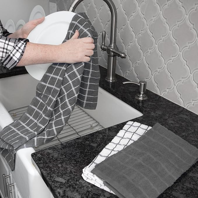 Ritz Premium 100% Cotton Terry Check Kitchen Dish Towels - Image 4