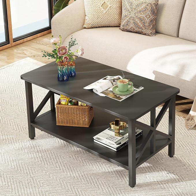 WLIVE Coffee Table for Living Room, Storage Shelf, Farmhouse Style Small Coffee - Image 9