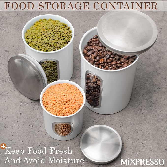 Mixpresso 3-Piece White Canisters Sets - Image 2