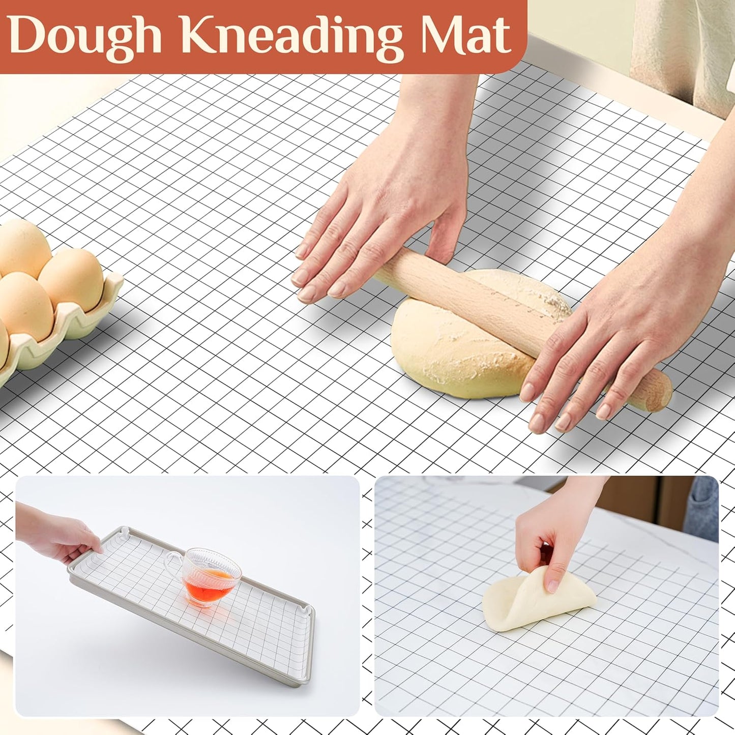 Silicone Baking Mat, 12 IN x 10 FT Free Cutting Baking Sheet,Non-Stick Reusable Dough & Pastry Mat,Non-Slip Silicone Mat Roll for Air Fryer Liner,Freeze Dryer,Oven Baking Pan,Kitchen Counter