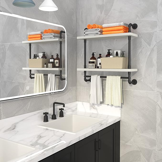 Helsin 24inch Industrial Pipe Shelving Bathroom Shelves Wall Mounted - Image 4