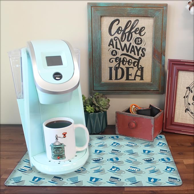 Coffee Maker Mat for Countertop – Absorbent, Non-Slip Coffee Bar Mat, Protects - Image 3