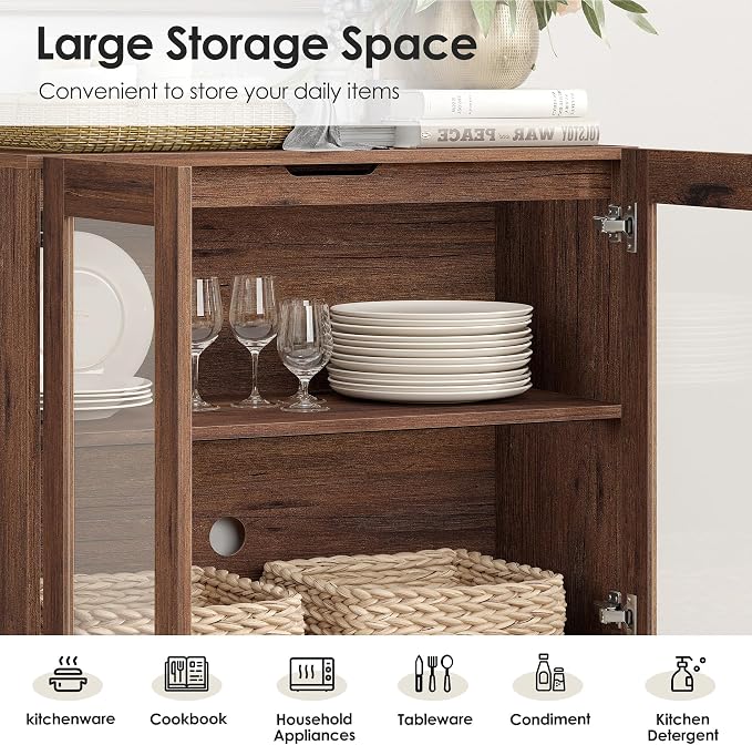 WAMPAT Sideboard Buffet Cabinets, Modern Credenza Sideboard - Image 4