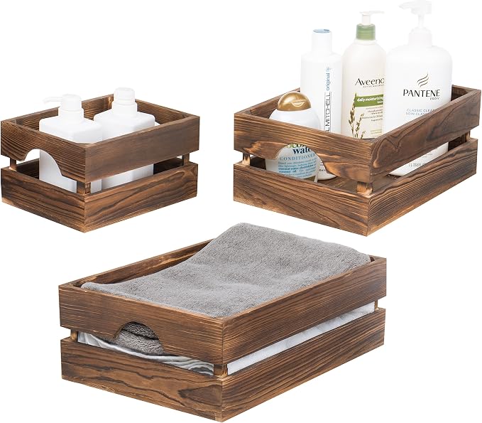 MyGift Rustic Dark Brown Solid Wood Storage Organizer Box - Image 4