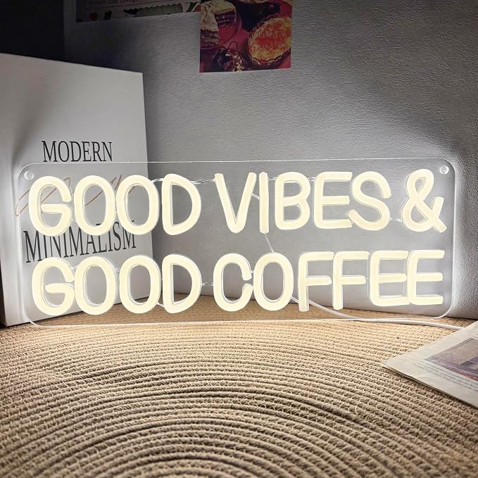 Mutank Coffee Neon Sign, Good Vibes Good Coffee Neon Light USB Powered LED by Unknown