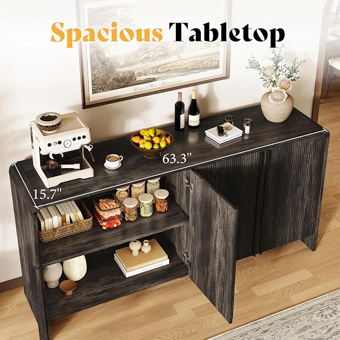 AMERLIFE 63" Fluted Sideboard Buffet Cabinet - Image 4