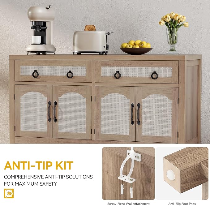 DWVO 47.2" Rattan Buffet Sideboard Cabinet - Image 8