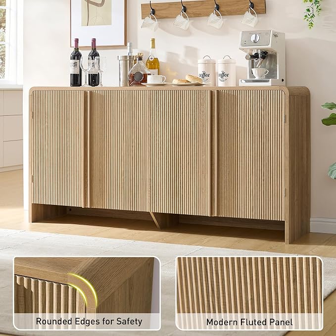 AMERLIFE 63" Fluted Sideboard Buffet Cabinet - Image 5