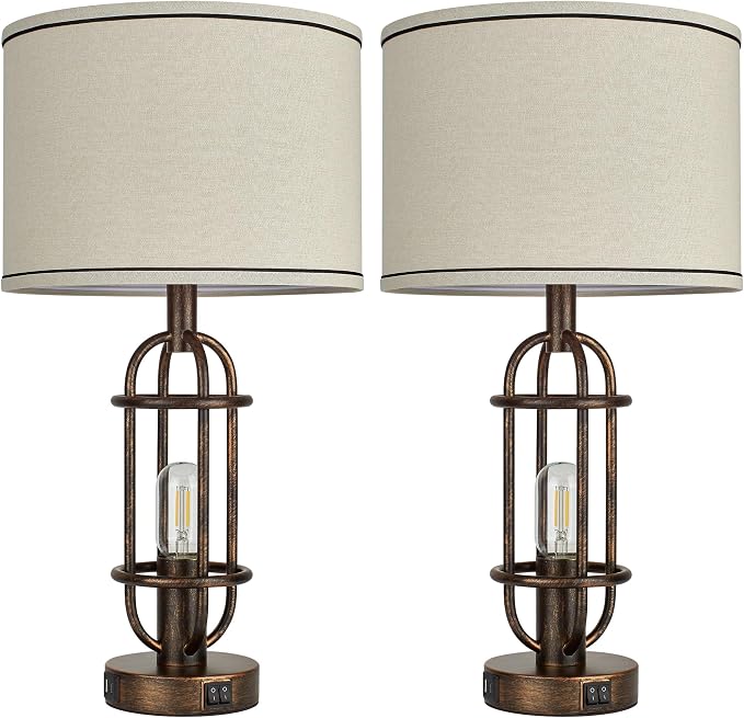 Reaketon Table Lamps for Living Room Set of 2, 22.3" Farmhouse Lamps for - Image 7