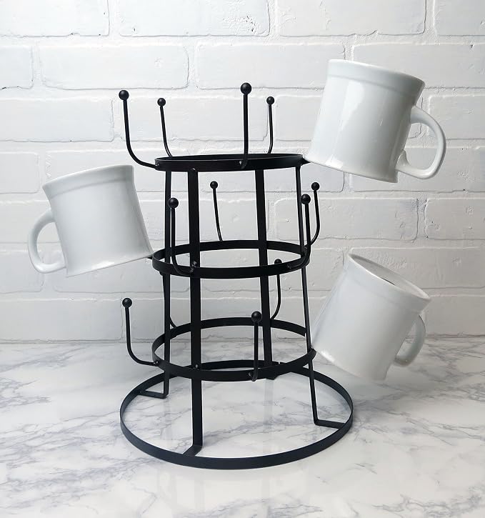 DII Metal Kitchen Storage Collection 3-Tier Mug Tree Stand, Vintage Black - Image 3