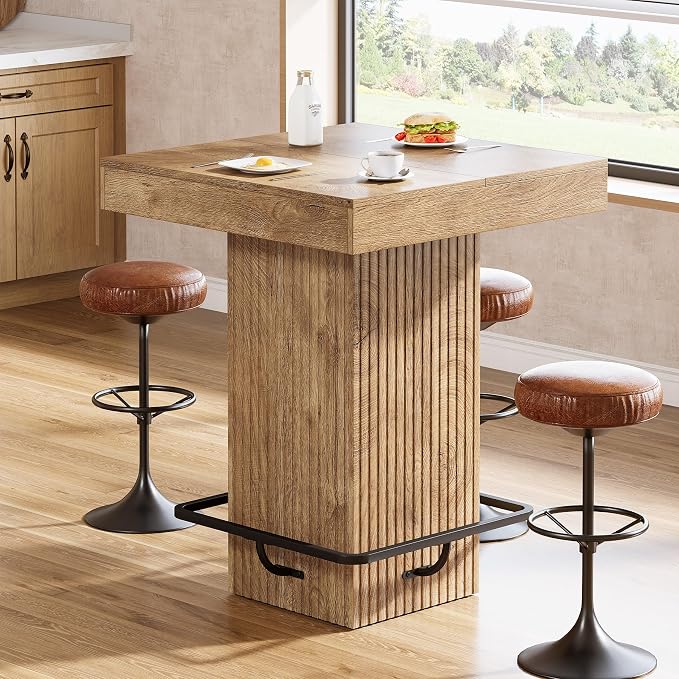 Tribesigns Square Bar Table, Kitchen Dining Table, Industrial Counter Height - Image 3