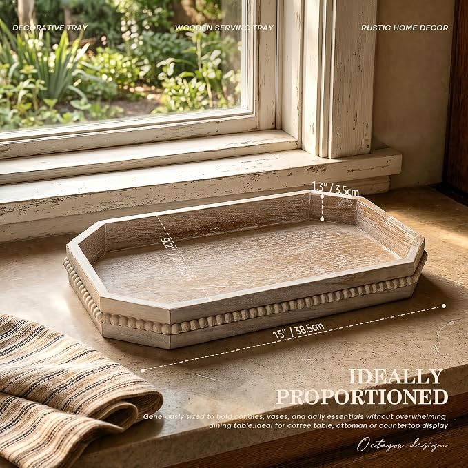 Decorative Tray with Beaded Edge - Image 2