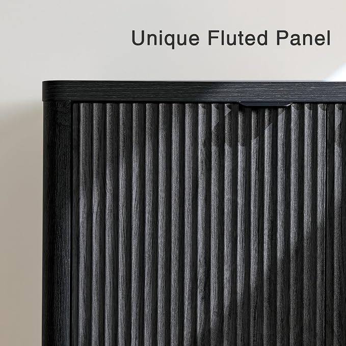 Fatmok 65" Buffet Cabinet with Storage, Fluted Credenza Sideboard with 4 Doors - Image 4