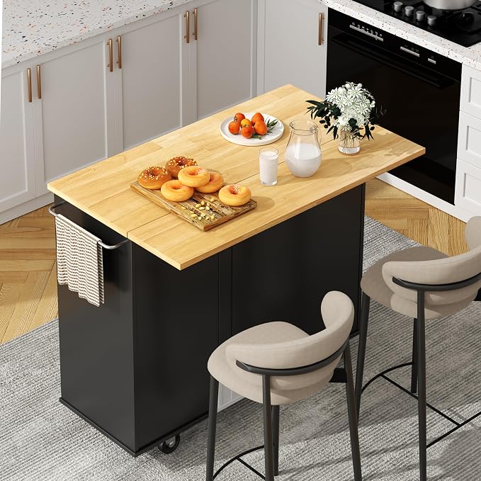 Shintenchi Kitchen Island with Folding Drop Leaf, Rolling Island Table with by Shintenchi%7CFurnitureMadeforRealLife