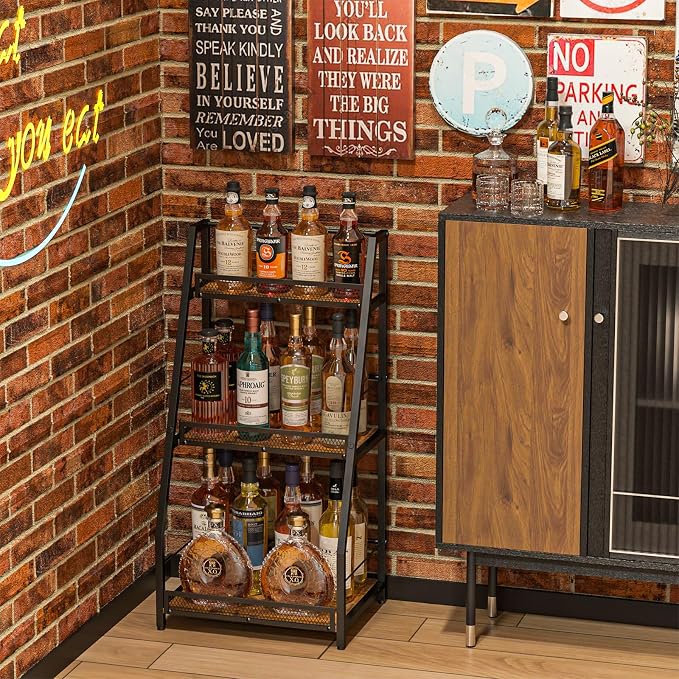 3-Tier Liquor Stand for Home Bar, Stepped Wine Rack Freestanding Floor for - Image 3