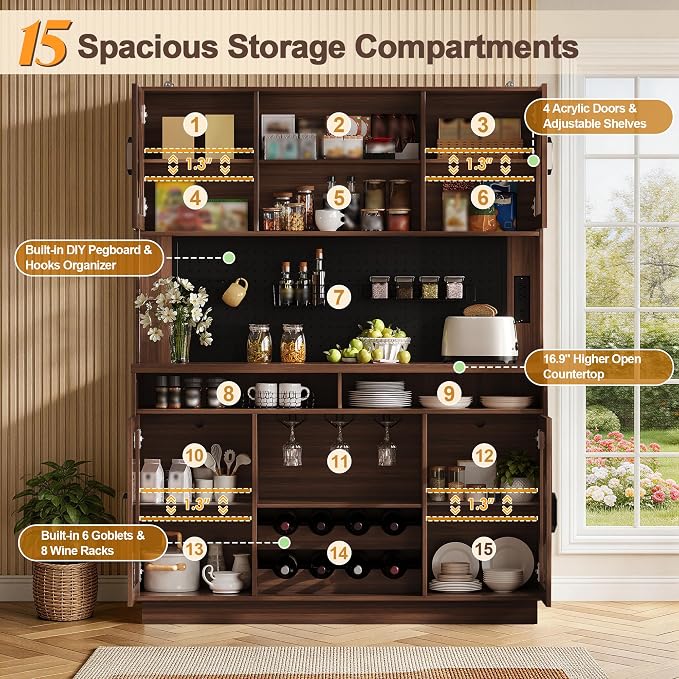 BINGTOO 71" Tall Kitchen Pantry Cabinet - Image 3