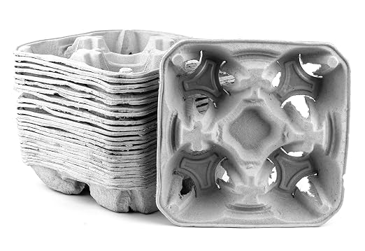 Pulp Fiber Cup Tray Biodegradable 4 Cup Carrier 10 Pack by EcoQuality by EcoQuality