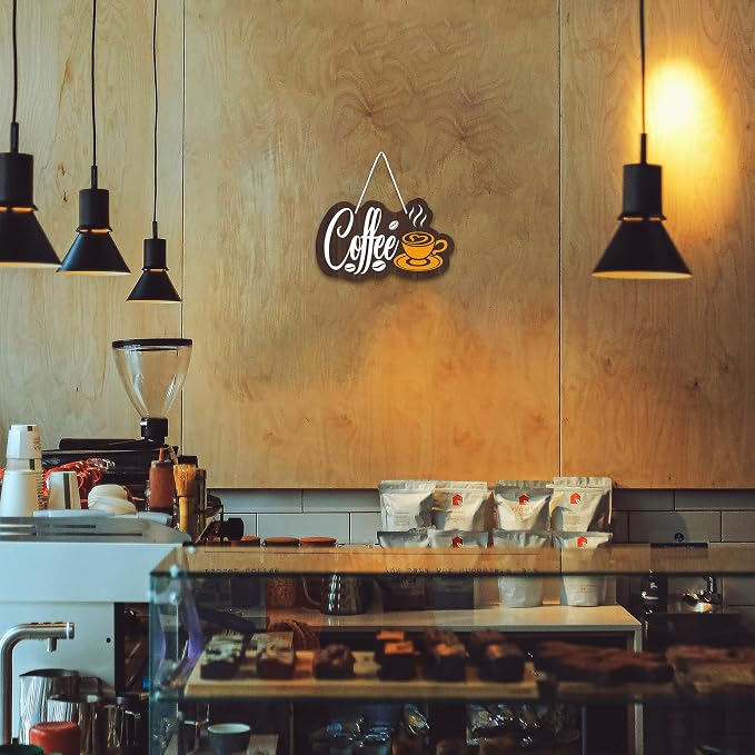 Coffee Bar Sign for Wall Decor, Hanging Coffee Sign for Cafe Station, Farmhouse - Image 3