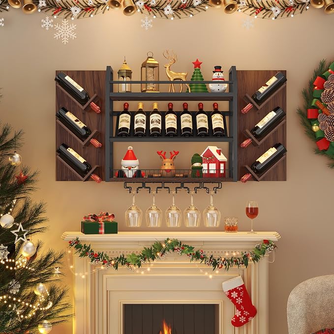 Hoctieon 48.6in Wall Mounted Wine Rack, 3 Tier Hanging Wine Racks - Image 6