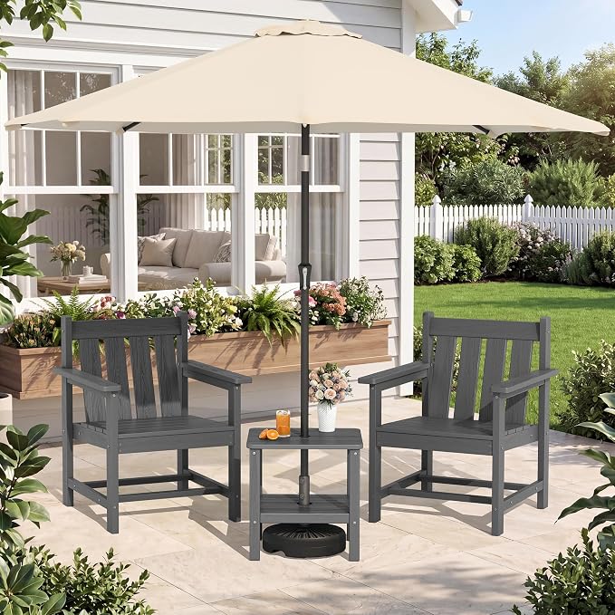 SEWRWALL Patio Furniture Set, HDPE Material All Weather Use Adirondack Chair Set - Image 4