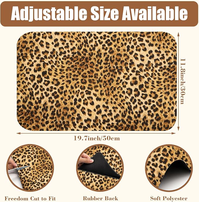Leopard Print Dish Drying Mat for Kitchen Counter Coffee Bar Mat Hide Stain - Image 2