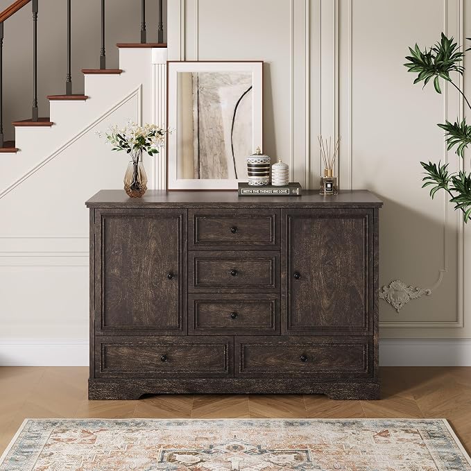 GarveeHome 47" Farmhouse Sideboard Buffet Cabinet, Sideboard Storage credenza - Image 6
