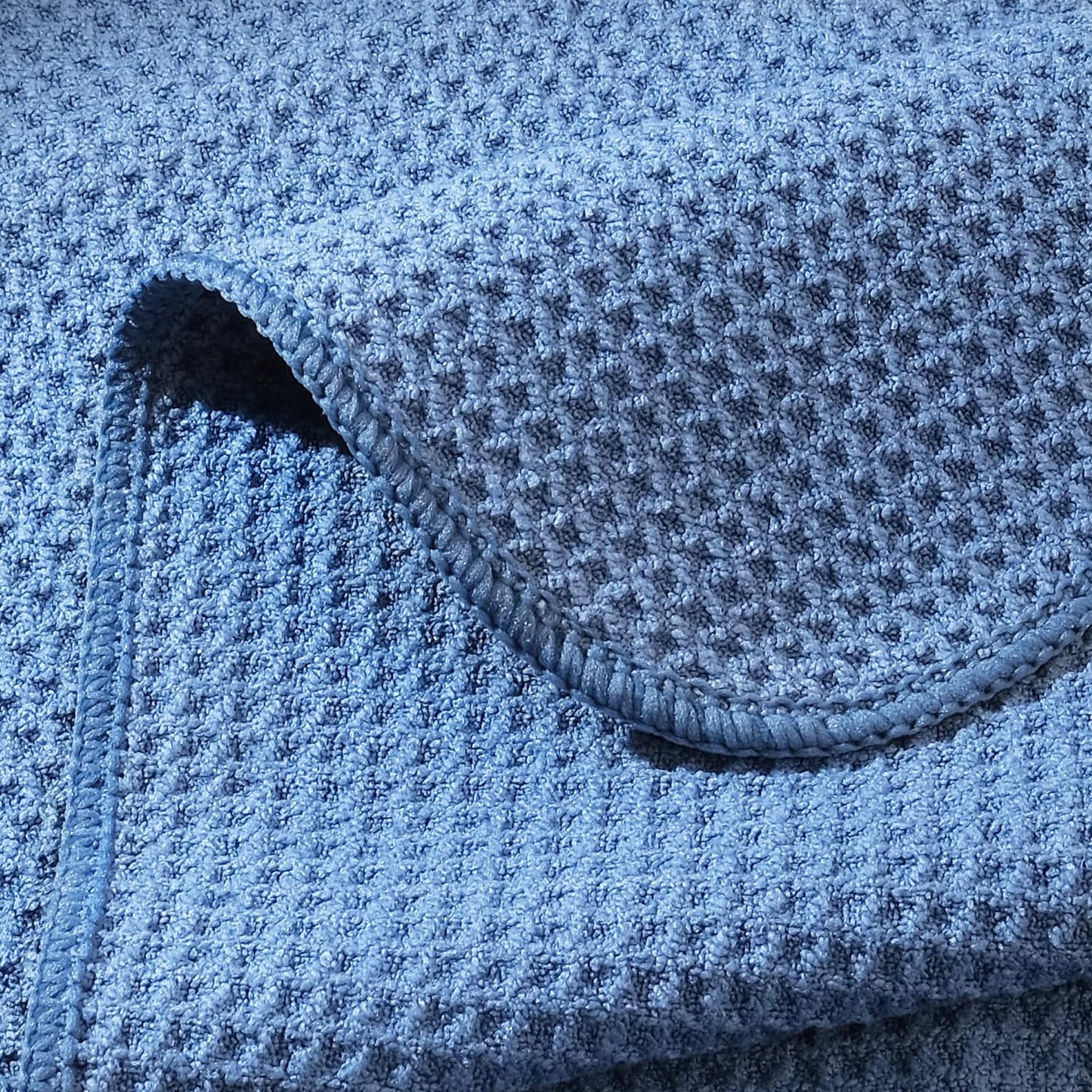 POLYTE Premium Microfiber Kitchen Dish Hand Towel Waffle Weave 12 Pack (16x28 in, Dark Blue, Gray, Off White)