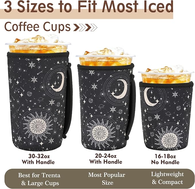 KJQJLY 3 Pack Reusable Iced Coffee Sleeves - Image 2
