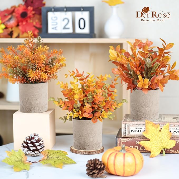 Der Rose 3 Pack Fake Plants Artificial Plastic Eucalyptus in Pot - Image 5