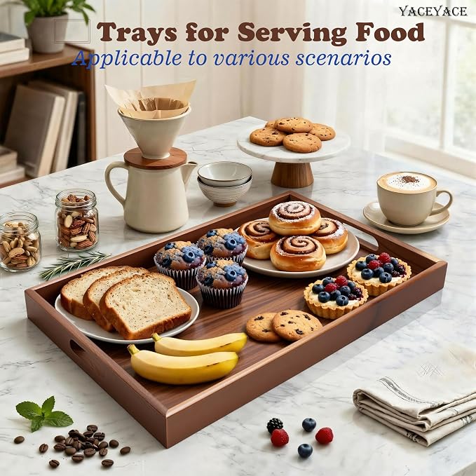 Large Tray for Ottoman Coffee Table, Large Wood Trays for Serving Food - Image 6