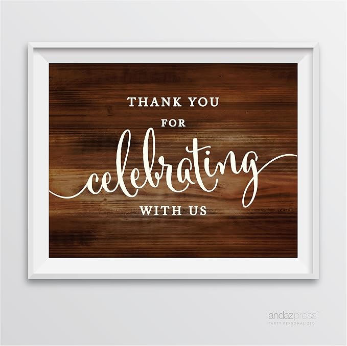 Andaz Press Wedding Party Signs, Rustic Wood Print, 8.5-inch x 11-inch by AndazPress