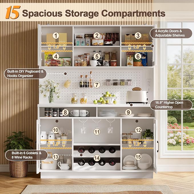 BINGTOO 71" Tall Kitchen Pantry Cabinet - Image 3