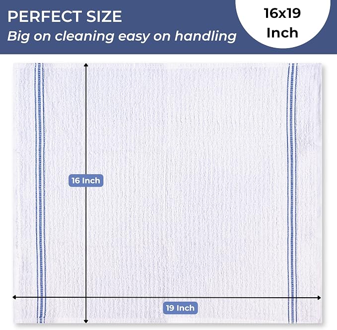 White Cotton Bar Towels For Kitchen - Image 2