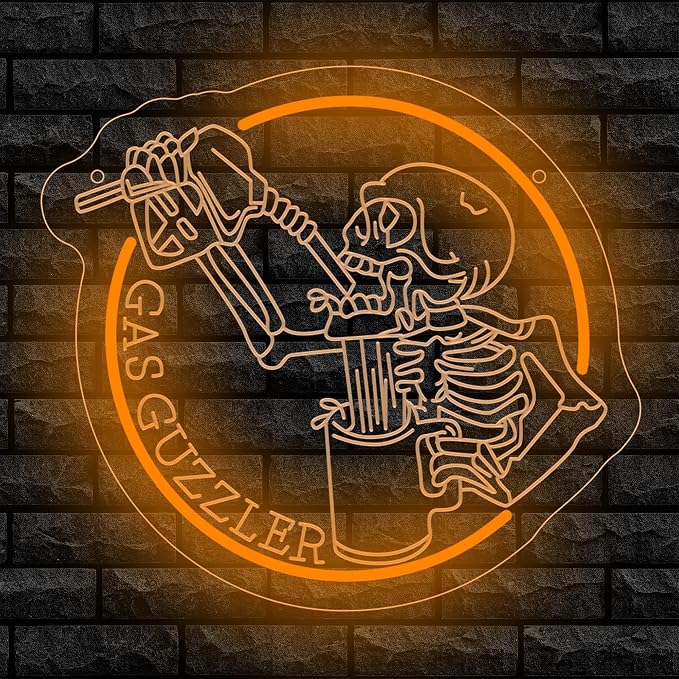 Gas Guzzler Skull Neon Sign Garage Wall Art LED - Image 4