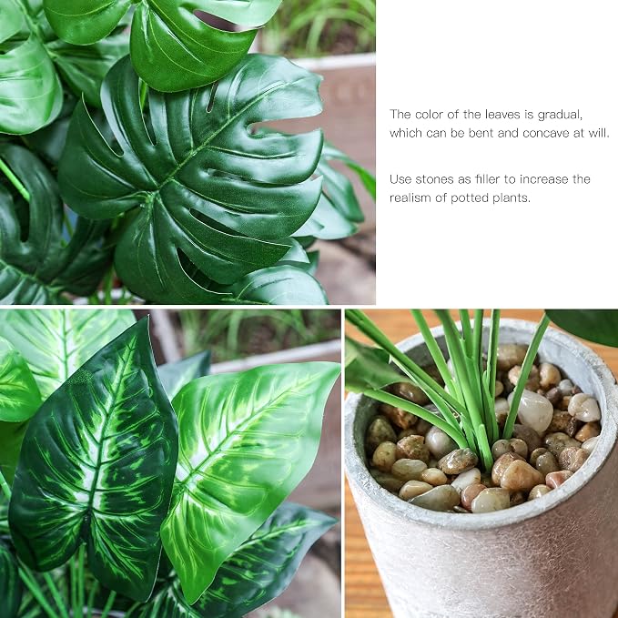 Der Rose 2 Pack Fake Plants Artificial Potted Faux Plants Indoor - Image 3