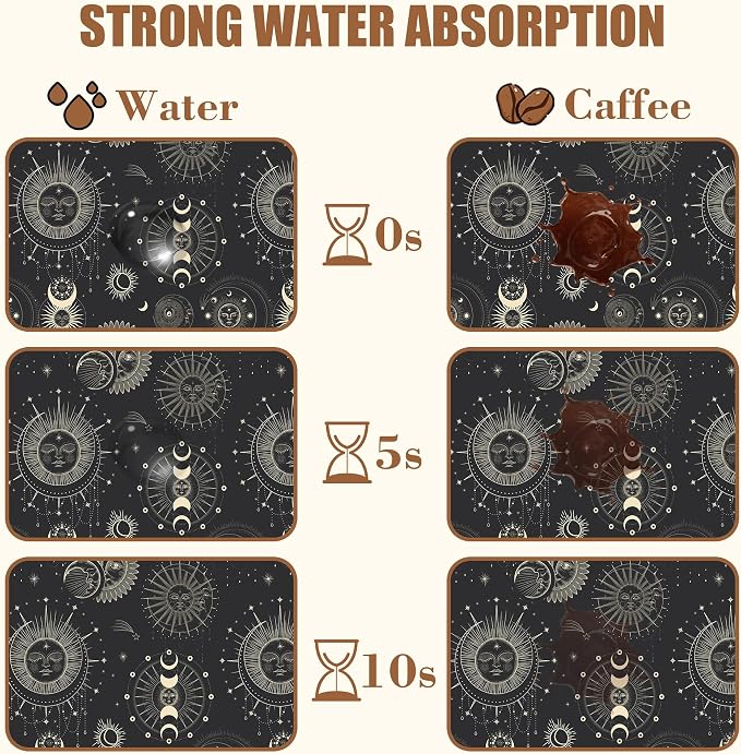 Moon Sun Zodiac Coffee Mat Absorbent Astrology Dish Drying Mat - Image 4