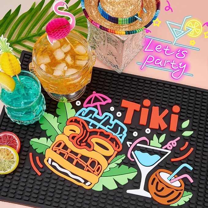 Tiki Bar Mat for Countertop – 12" x 18" Rubber Spill Mats, Durable and - Image 6