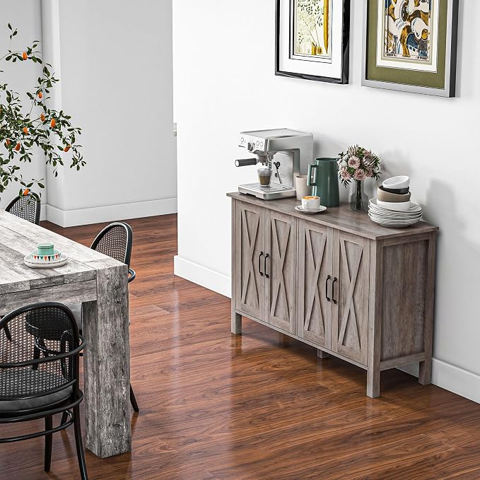 HOMCOM Buffet Cabinet, Farmhouse Coffee Bar Cabinet - Image 8
