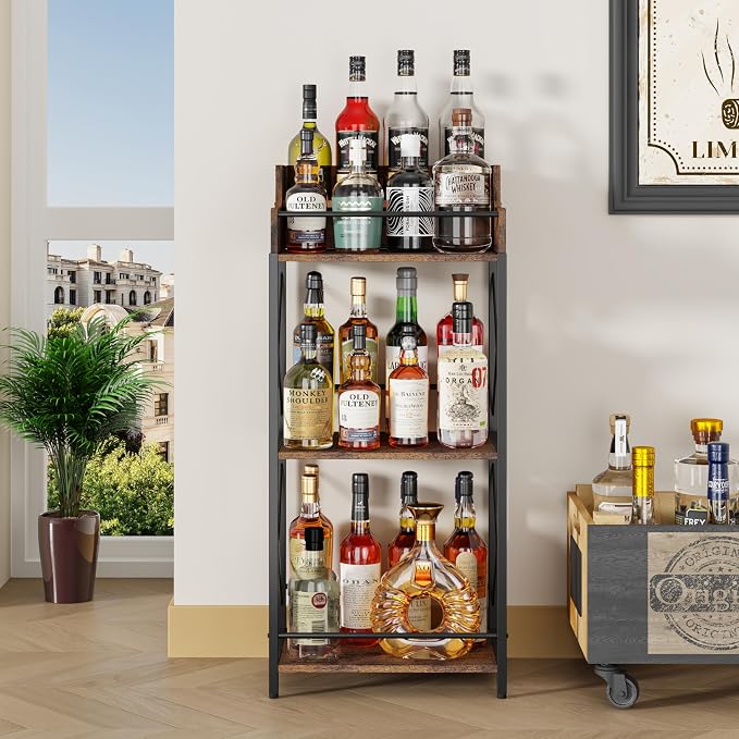 KLM Liquor Bottle Display Shelf, Coffee Syrup Rack Organizer, 3 Step Countertop - Image 9
