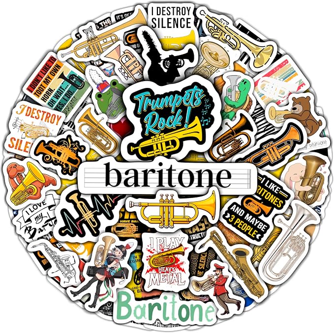 100Pcs Baritone Stickers for Water Bottle and Laptop by BulbaCraft