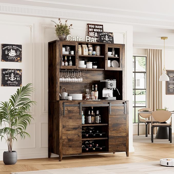 IDEALHOUSE 70'' Wine Coffee Bar Cabinet - Image 3