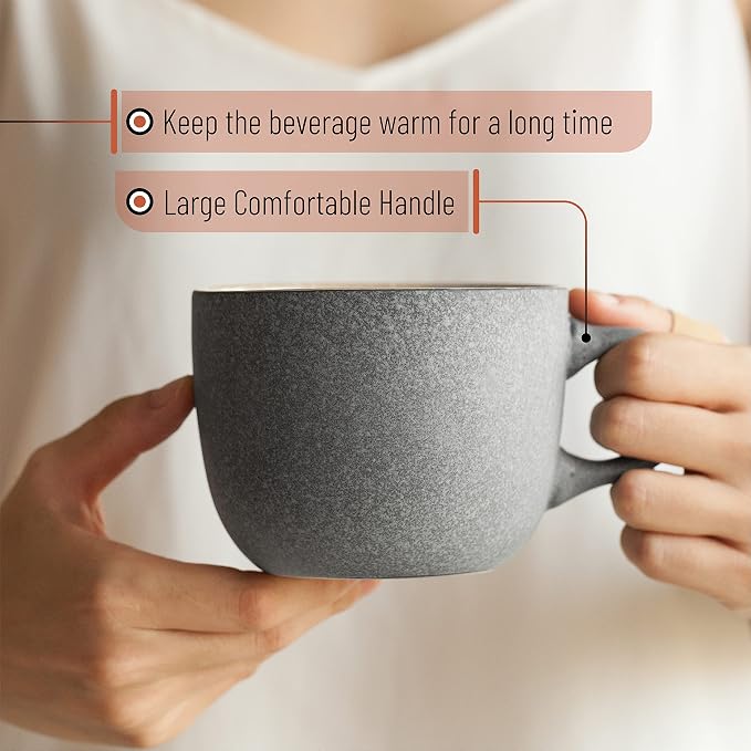 BTaT- Porcelain Coffee Mugs Set, 14 oz, 6 Pack, Ceramic Coffee Mugs, Matte - Image 6