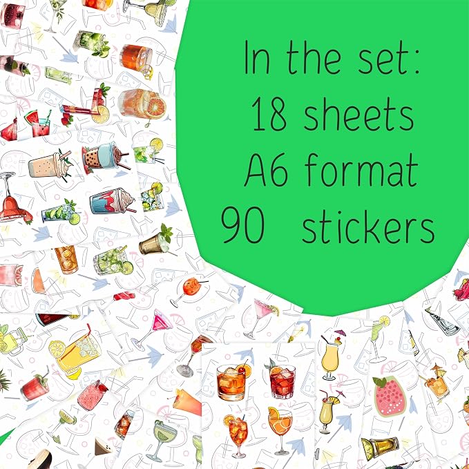 100Pcs Cocktail Stickers for Water Bottle and Laptop - Image 2