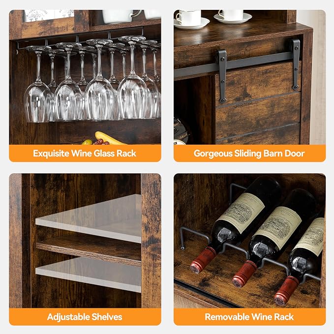 IDEALHOUSE 70'' Wine Coffee Bar Cabinet - Image 6