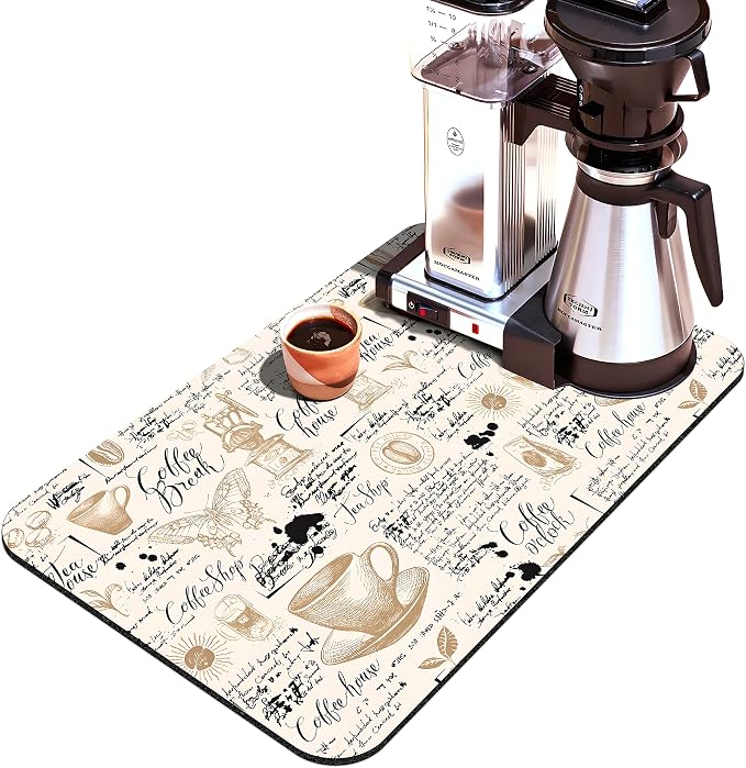 Coffee Bar mat Accessories for Countertop Absorbent Hide Stain Rubber Backed - Image 2